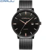 Men's Luxury Brand Black Watch CRRJU Steel Quartz Watch Men Casual Military Wristwatch Dress Waterproof Clock Relogio Masculino 210517