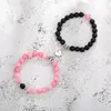 Brins de perles 2pcs perles de pierre naturelle bracelet ensemble pour femmes hommes distance attrayante coeur bracelets magnétiques amitié couple262u