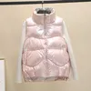 여성용 핑크 재킷 겨울 따뜻한 패딩 된 복어 Gilet 조끼 민소매 파카 재킷 화이트 오리 아래로 코트 가을 Gilet Women 211123