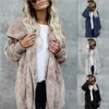 S-5XL Faux Fur Teddy Bear Coat Jacka Kvinnor Mode Öppna Stitch Vinter Hooded Coat Kvinna Långärmad Fuzzy Jacket Hot New Y0829