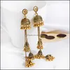 Charm Jewelryretro Bohemian Style Elegant Port Wind Bells Long Tassels Personality Wild Temperament Show Face Thin Earrings Women Drop Deliv