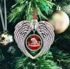 Sublimation Blanks Angel Wing Ornament DIY Juldekorationer Angel-Wings Shape Lägg till din egen bild och bakgrund SN2691