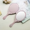 High Definition Mirrors Hand Looking Glass Retro Pattern Vanity Lighted Makeup Mirror Korean Style Princess Compact Portable Handle RH5813