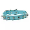 Rivet Nail Avoid Bite Dog Collar Candy Colors Pu Leather Leash Collars Pet Puppy Supplies Red Blue Black Blue