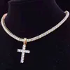 Men039s och Women039s Style Cross Pendant Necklace 4mm Zircon Tennis Chain Gorgeous Necklace Hiphop Jewelry Fashion Gif93013351349212