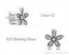 Äkta Clear Cz Diamond Daisy Stud örhängen Originallåda för 925 Sterling Silver Small Flower Women Girls Earring Set