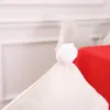 Weihnachtsstuhlabdeckungen Dekor Bankett Sitz zurück Dekoration Süßes Elchdruck weißer Weihnachtsmütze Küche Esszimmer Slippcovers Holiday Festival Party Tr0062