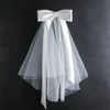 Veaux de mariée accessoires de cheveux de mariage uniques Bowknot Ribbon Short Tulle Veils de mariée