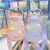 1300mlかわいい水のボトル大容量の水携帯用やる気を起こさせるスポーツタイムマーカーストローと3Dステッカー