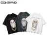 Tees Tops Mannen Streetwear Hip Hop Gothic Punk Daisy Head Print Korte mouw Tshirt Katoen Casual Losse Harajuku T-shirts 210602