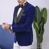 Dernière couche Pant Design Royal Blue Velvet Men Mariding Suits Man Blazer Groom Tuxedo Black Châle Revers 2ice Terno Masculino Men's Blazers