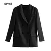 printemps femmes blazer costume double boutonnage veste manteau couleur unie bureau dames formelle 210421