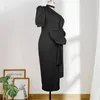 Elegant Party Woman Dress Slim Slash Neck Sleeveless Mid Calf Pencil Dresses Casual Office Lady Black Bodycom robe vestido 210520