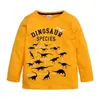 Grossist våren tonåringar pojkar t-shirt tecknad dinosaur o-neck bomull långärmas söta barn toppar kläder e7903 210610