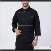 Diğerleri Giyim Damlası Teslimat 2021 Unisex Chef Ceketler Ceket Uzun Kollu Gömlek Mutfak Üniformaları Fhirk