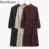 Nomikuma strikje kraag lange mouw vintage jurk vrouwen slanke taille floral bedrukt een lijn jurken herfst vestidos mujer 3c848 210514