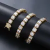 Ny mode charm 10mm iced ut bling aaa zircon 1 rad tennis kedja halsband män hip hop smycken guld silver charms armband x0509