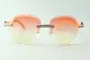 Изысканные классические солнцезащитные очки XL с бриллиантами 3524027, дужки из натурального белого рога буйвола, размер: 18-140 мм