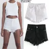 Shorts d'été femmes blanc taille haute Denim femme Jeans mode ourlets effilochés décontracté noir pantalon court femme 210519