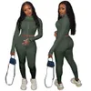 Designer Kvinnor Tracksuits 2 Piece Set High Collar Broderade Letter Zip Top Leggings Sports Outfits Dam Casual Jogging Suits