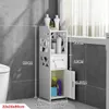 Small Bathroom Storage Corner Floor Cabinet with Doors and Shelves Thin Toilet Vanity Cabinet Narrow Bath Sink Organizer 210705