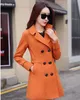 Orta-Uzun Yün Karışımı Ceket Kadınlar 2021 Kruvaze Ceket Kore Casual Sonbahar Kış Kadın Palto Yün Ceket Kadın Karışımları