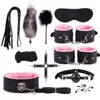 Nxy Bondage Sex Toys for Couples Sexy Lederen Bdsm Kits Pluche Set Handboeien Games Zweep Gag Tepelklemmen Speeltjes Voor Koppels Exotische Accessoires 1211