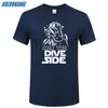 JOIN THE DIVE SIDE DARK T-shirt stampata divertente sott'acqua Maglietta a maniche corte in cotone O-Collo Abbigliamento da uomo Maglietta Top di marca Taglie forti 210722