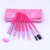 Mini Portable Makeup Brushes Sätter Kosmetisk borste Fundament Ögonskugga Eyeliner Eye Lip Make Up Brush Kit med läderväska DHL Gratis