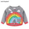 Mudkingdom Toddler Girl Boy Cardigan Sweater Lightweight Rainbow Clouds Knit Outerwear for Kids Clothes Cotton Spring Autumn 211201