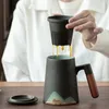 Luwu Mountain Design Ceramic Tea Mugs With Filter Ceramic Coffee Cup Chinese Tea Cup 400ML 210409