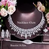 Kolczyki Naszyjnik Cwwzyrcensy 4 Sztuk Tassel Drop Cubic Cyrkonia Big Wedding Bankiet Dubai White Gold Bridal Party Costume Biżuteria Zestawy T600