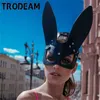 TRODEAM Halloween Flocage Masque Femmes Homme Sexy Oreilles De Lapin Mignon Lapin Longues Oreilles Bondage Masque Mascarade Parti Cosplay Costume 200929