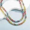 Goccia d'olio colorata a catena a maglie cubane da 8 mm mista con bracciali da uomo hip-hop con collana Cuba in zirconi