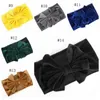 Gouden fluwelen baby hoofdband grote bogen tulband elastische solide haarband pasgeboren meisjes headwrap baby haaraccessoires 14 kleuren