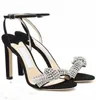 Elegant Bridal Wedding Thyra Sandals Shoes Women's Dress Crystal Party Lady High Heels Nude Black Summer Gladiator Sandalias With Box,EU35-43