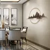 Oggetti decorativi Figurine Stile cinese Paesaggio in metallo 3D Appeso a parete Soggiorno Sfondo Home Dining Decorazione in ferro fatta a mano