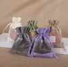 Rensa fönster Jute Presentväska Burlap Party Favor Sack Bag Linne Drawstring Pouch Organza Smycken Gifts Godisväskor SN3319