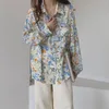 Korean Painting Printed Loose Blouses Shirts Women Long Sleeve Turn-down Collar Sunscreen Tops Fashion Casual Female Blusas 210513