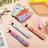 Packing Bags Neoprene Marble Series Chapstick Holder Wristlet Lanyard Keychain Set Lipstick Cover Hand Wrist Strap Keychains For Women Girls Travel Accessories