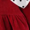 Robes en velours côtelé pour enfants avec grand nœud Automne 2021 Boutique pour enfants Vêtements Design original coréen 0-5T Filles Manches longues Robe décontractée