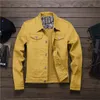 Skinny Men's White Denim Jacket Fashiona Short Style Pocket Design Slim Fit Streetwear Spring Autumn Coat Yellow Red Black X0710