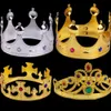 Cosplay King Queen Crown Party Hats Tire Prince Princess Crowns Birthday Party Hat Gold Silver 2 Färger med OPP -väskor