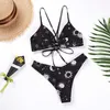 Women's Swimwear Push Up Bandeau Bikini Baixo Cintura Beachwear Beachwear Separa Impresso Set Sexy Exotic Swimsuit 210630