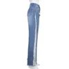Skinny Y2K Flare Dżinsy dla dziewcząt Zgrywanie Dżinsowe Spodnie Kobiet Moda Kobiet Vintage High Paisted Spodnie Harajuku S 210629