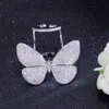 Luxe zircon cubique Micro pavé grands anneaux mobiles CZ mode papillon forme femmes fête bijoux cadeau R035 210714