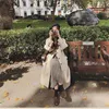 Bir Çizgi Pileli Ekose Öğrencileri Orta Buzağı Kadınlar Vintage Bahar Etek Uzun Ofis Bayan Yüksek Bel Kızlar Etekler Sonbahar 210417