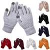 Trellis stickad handske solid färg icke glidning förtjockning vantar vinter varm dam pekskärm ull handskar kvinna 4 2dq g2