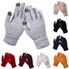 Trellis Guante de punto Color sólido Antideslizante Engrosamiento Mitones Invierno Cálido Señora Pantalla táctil Guantes de lana Mujer 4 2dq G2