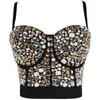 Camisoles tankar designer handgjorda pärla pärlor bh korsett sexig bar klubb parti dj kvinnlig sångare dansare svart vit beading bustier beskära toppar scenkläder nattklubb mage